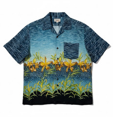 Tulliano 100% Silk Hawaiian Shirt Mens Large Blue Tropical Camp Aloha Shirt