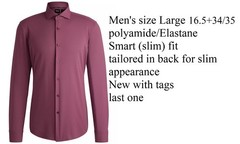 Hugo Boss Performance men’s 16.5 neck 34/35 long sleeve L in deep burgundy rose