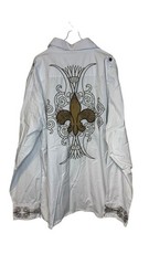 Royal Prestige PD Men Shirt Y2k Western Button Up Fleur De Lis Gothic 2XL