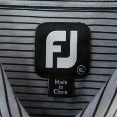 Footjoy Shirt Mens XL Gray Black Striped Polo Golf Short Sleeve Medinah