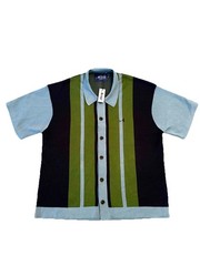 Awake NY SP24 Knit Camp Collar Shirt Men’s XL Blue Multi Green Stripe