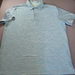 Maelreg Men’s 2XL Blue Striped Polo Shirt Stretch Breathable Lightweight