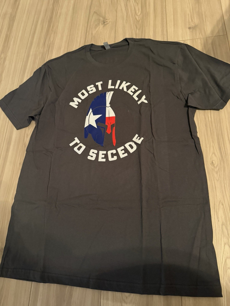 Infowars Most Likely To Secede Texas Gray Graphic T-Shirt Crew XL