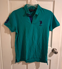 U.S. Polo Assn. Men’s M Slim Fit Green Short Sleeve Polo Solid Embroidered Logo