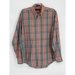 Chaps Ralph Lauren Mens Plaid Button Down Shirt Vintage Red Blue Green Sz L