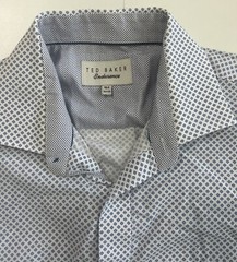 Ted Baker Mens Shirt Endurance 15.5 Long Sleeve Flip Cuff Blue See Photos