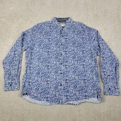 Robert Graham Shirt Mens 2XL Blue Geometric SnowFlakes Tailored Fit Abstract
