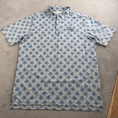 Straight Down Polo Shirt Mens M Waldorf Astoria Golf Club Stretch AOP Print Palm