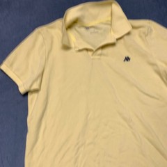 Aeropostale Polo Shirt Mens Large Yellow Logo Golf Tennis Performance Side Slit
