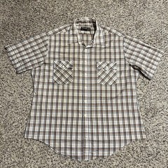 Sears Shirt Thumbs Up Mens XL Camp Plaid Vintage 80s 90s Rockabilly Western