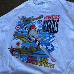 Vintage All Sport Hunters Of The Skies Fighter Plane Evolution T Shirt Adult L