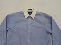 Stafford Men’s Dress Shirt Size 15.5 x 32/33 Blue White Collar Wrinke Free