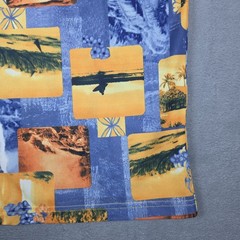 Vector Performance Series Hawaiian Shirt Mens L Orange Blue Tropical Beach Butto