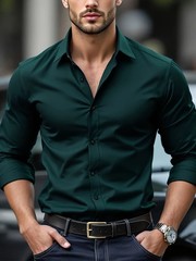 Mens Dress Shirts Formal Business Long Sleeves Non Iron Elastic Casual Shirts