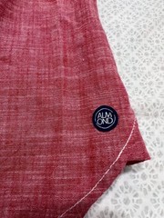 Almond Surfboards Chambray Shirt Men’s L Red Short Sleeve Button Down USA Made