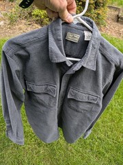 LL Bean Chamois Cloth Shirt Gray Mens Medium Tall Cotton (#4#)