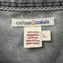 Carbon 2 Cobalt Shirt Men Large Gray Button Up 100% Linen Resort Travel Beach