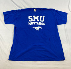 SMU Mustangs T-Shirt Short Sleeve Blue XL Classic University Sports Relaxed Fit