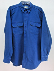 Woolrich Men Sapphire Blue Chamois Flannel Shirt 100% Cotton Size XL (C42)