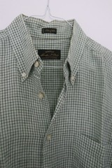 Orvis Pure Linen Short Sleeve Button Down Shirt Men’s XL Green/ White Check