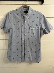 Ralph Lauren Shirt Mens Medium Blue Lobster Chambray Nautical Casual Preppy AOP