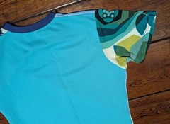 Zero Waste Daniel ZWD Blue Striped Floral Performance Stretch T-Shirt Size Small