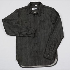 Gustin Mens S Slim Charcoal Grey Raw Denim Work Shirt Button Down USA Made