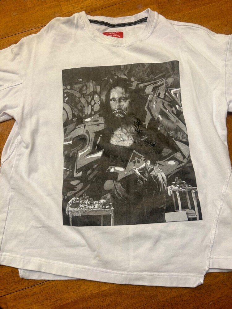 SPRAYGROUND Da Vinci Mona Lisa T-SHIRT White SIZE: Med LIMITED EDITION RARE