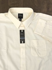 NWT Jos A Bank Mens Traveler Traditional Fit Cream White Dress Shirt Size 20-35