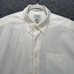 L.L Bean Button Down Shirt Mens 17 White Wrinkle Resistant Oxford Casual Classic