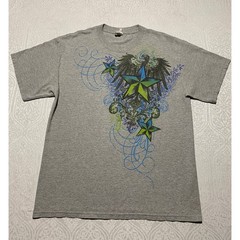 Vintage Y2K Alstyle Graphic T Shirt Mens L Gray Tribal Eagle Nautical Stars Tee