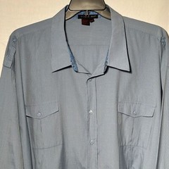Tulliano Men’s Shirt Size 5XT 5XL Big & Tall Long Sleeve Nice Collar Cuff Blue