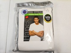 Hanes Men’s White Crew Neck T-Shirts Tagless Comfortsoft Tops 3-Pack Size Small