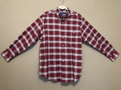 Towncraft Wrinkle Free Stain Release Long Sleeve Shirt Dk Red Cream Plaid Large