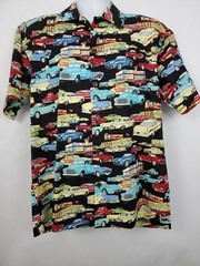 Max Boxxer Hawaiian Camp Shirt Size M USA 1960s Classic Cars Drive In