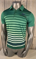 Nike Golf Sport Polo Green Striped DriFit Short Sleeve Light Weight Mens Medium