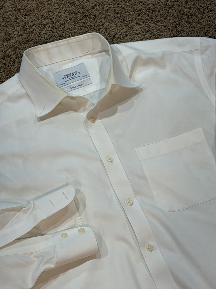 Charles Tyrwhitt Men’s Dress Shirt 16.5 34 White Long Sleeve See Description