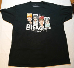 BLEACH Anime T-Shirt Mens XL Black Character Panels Ichigo Rukia Renji Byakuya