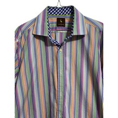 Tailorbyrd Multi Color Mix Print Dress Shirt Cuffed Size XL