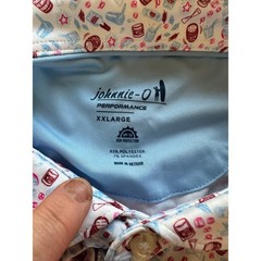 HTF johnnie-O Performance Polo XXL White Bourbon Cocktail Print UPF 50 Stretch