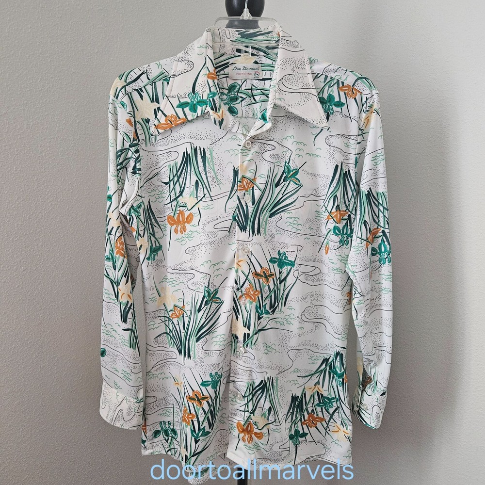 VTG ’70s Don Giovanni Shirt Dagger Collar Button Up Floral PORTOFINO Men sz S-M?