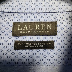 Lauren Ralph Lauren Black Label Shirt Mens L Soft Washed Stretch Blue Geometric