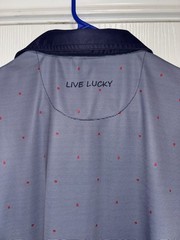 Black Clover Polo Shirt Mens Large Blue Live Lucky Short Sleeve Golf Red Clover