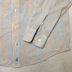 Johnnie-O Shirt Mens M Beige Check Button-Up Cotton Long Sleeve Vietnam