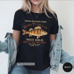 Christian Fishing Shirt Simon Peter Bible Verse Rock Solid Faith Fisherman Gift