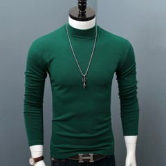 Men’s Base T-shirt Long Sleeve Half High Neck Solid Color Slim-fit Big Size Top