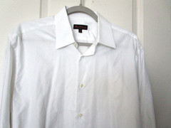 BEN SHERMAN White French Cuff 100% Cotton Tonal Print Shirt Size 15.5 / 34-35
