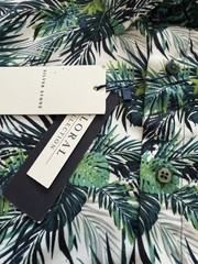 Silver Stone Collection Men’s Tropical Palm Print Button Up Shirt XXL Modern Fit