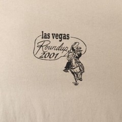 Vintage Las Vegas Round Up T Shirt Mens Size Large Beige Y2K 2001 Rodeo Cowboy
