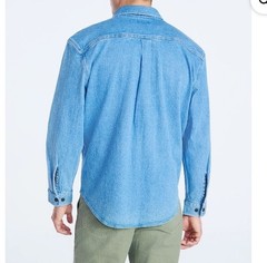 Free Assembly Men’s S Heavyweight Denim Overshirt Long Sleeve Jacket Blue (7J)